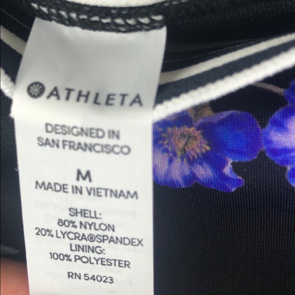 Athleta Black Floral Bikini Bottom with Striped Waistband - Picture 9 of 13